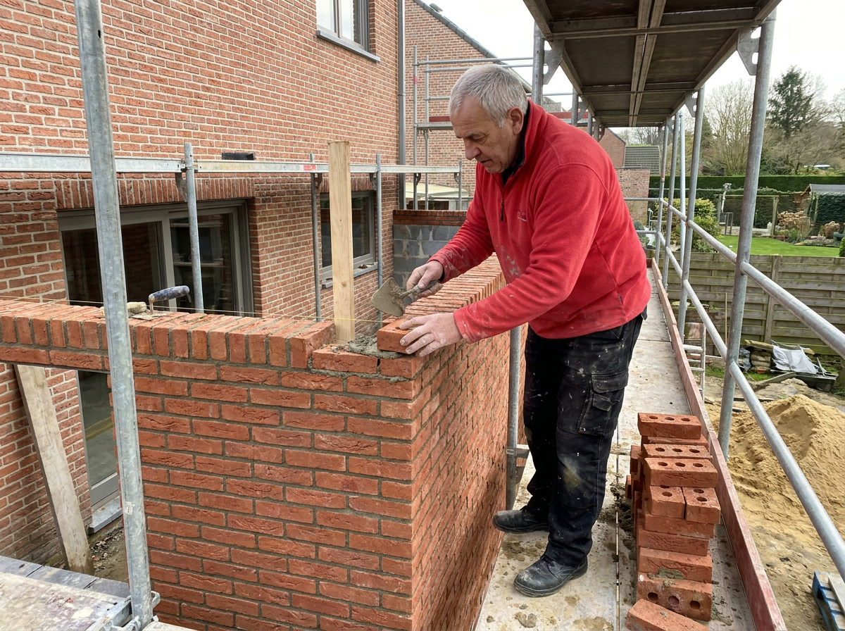 Aanbouw en uitbreiding van een woning met passend metselwerk